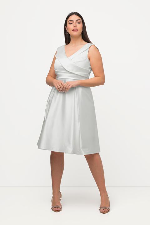 Produktbild Ulla Popken Abendkleid, A-Linie, drapiert, V-Ausschnitt, ärmellos (56)