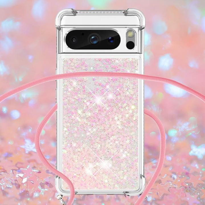 Produktbild Cover-Discount Google Pixel 8 Pro - Glitzer Hülle mit Umhängeband rosa (Google Pixel 8 Pro)