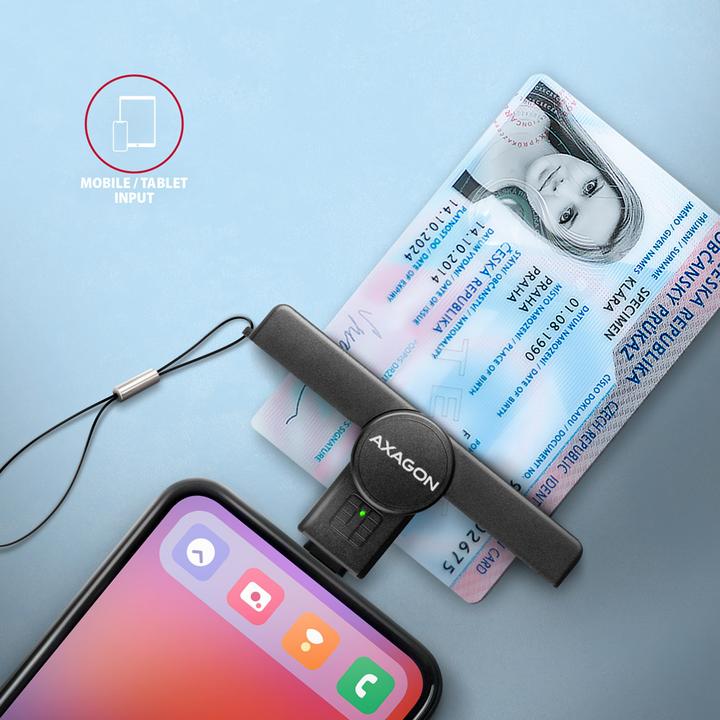 Produktbild Axagon CRE-SMPC USB-C Smart Card PocketReader (USB 2.0)
