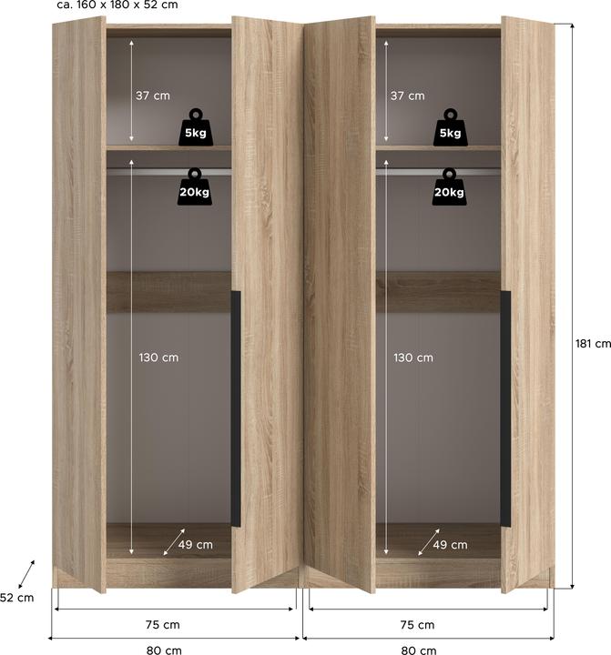 Produktbild Xonox Home Kopenhagen (160 x 52 x 181 cm)