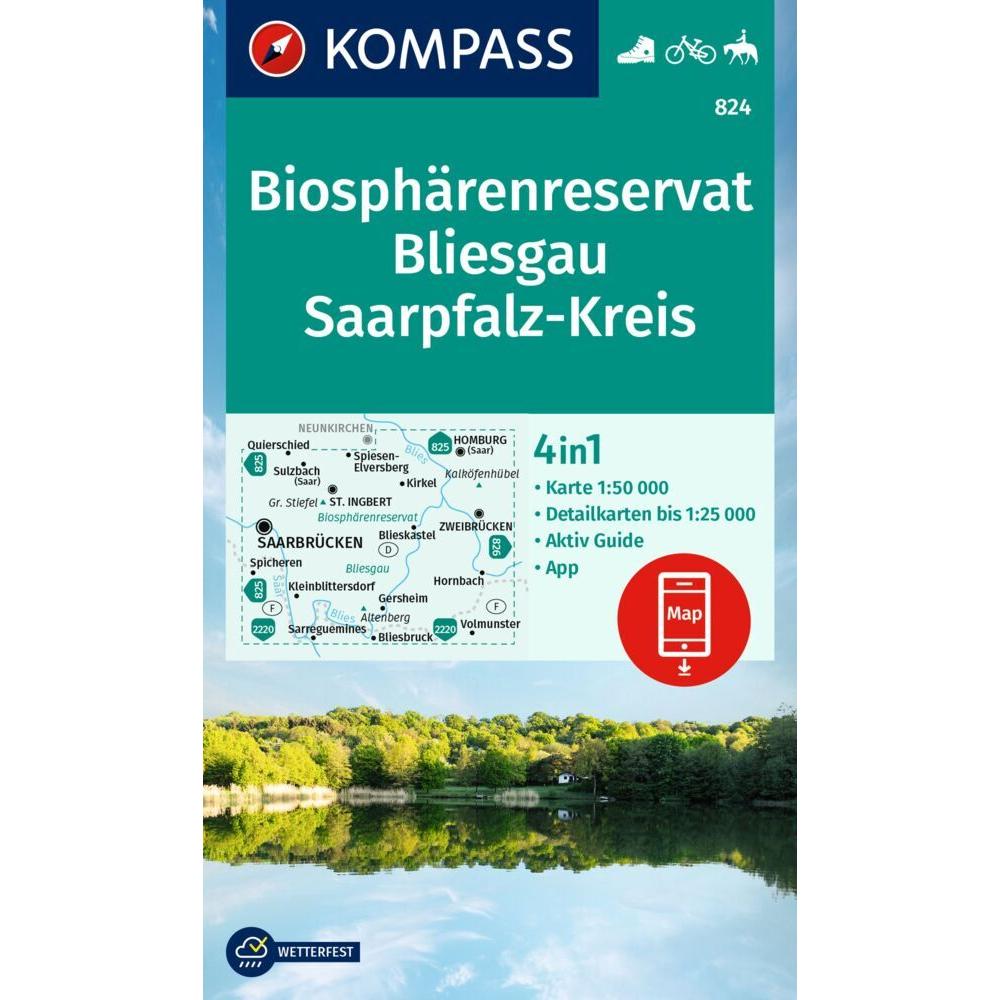 Wanderkarte 824 Biosphärenreservat Bliesgau & Saarpfalz-Kreis 1:25.000, Landkarte