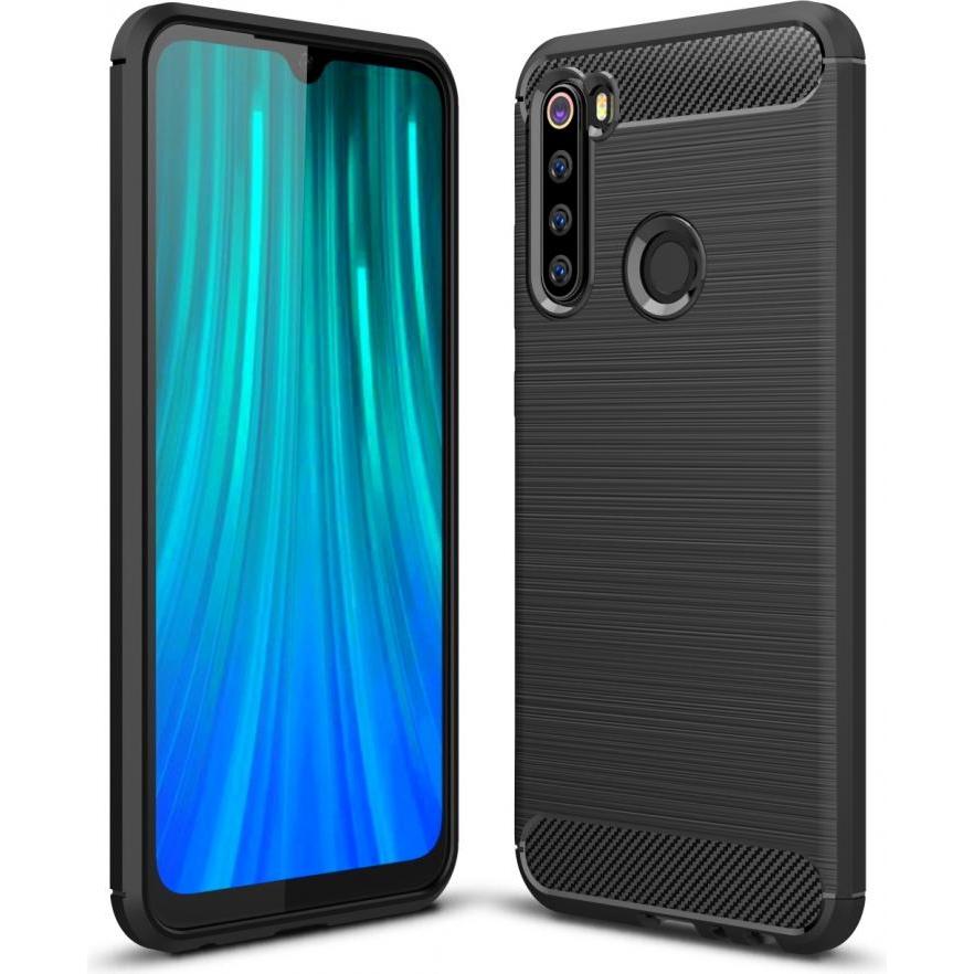 Screenguard Xiaomi Redmi Note 8 Hülle Carbon Brushed Soft TPU (Xiaomi Redmi Note 8), Smartphone Hülle, Schwarz