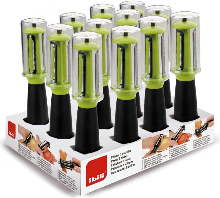 Actual product image Ibili Sparschäler mit 3 Klingen Ideal zum Schälen von Obst und Gemüse
