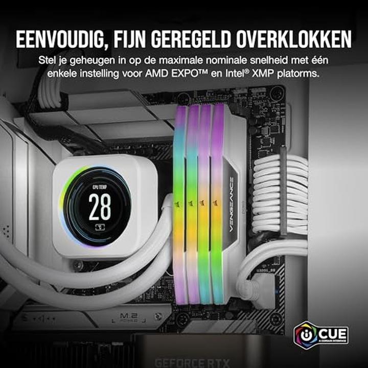 Actual product image Corsair RAM D5 6400 32GB C32 Vengeance RGB K2 W (2 x 16GB, 6400 MHz, DDR5 RAM, DIMM)