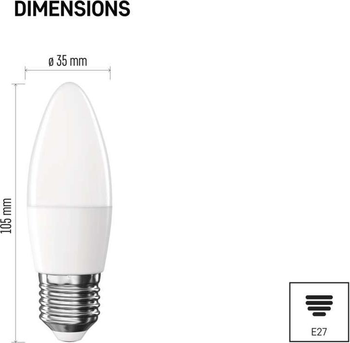 Image du produit Emos Lampe LED Classic Candle / E27 / 2,6 W (25 W) / 350 lm / Blanc neutre (E27, 350 lm, 1 x)