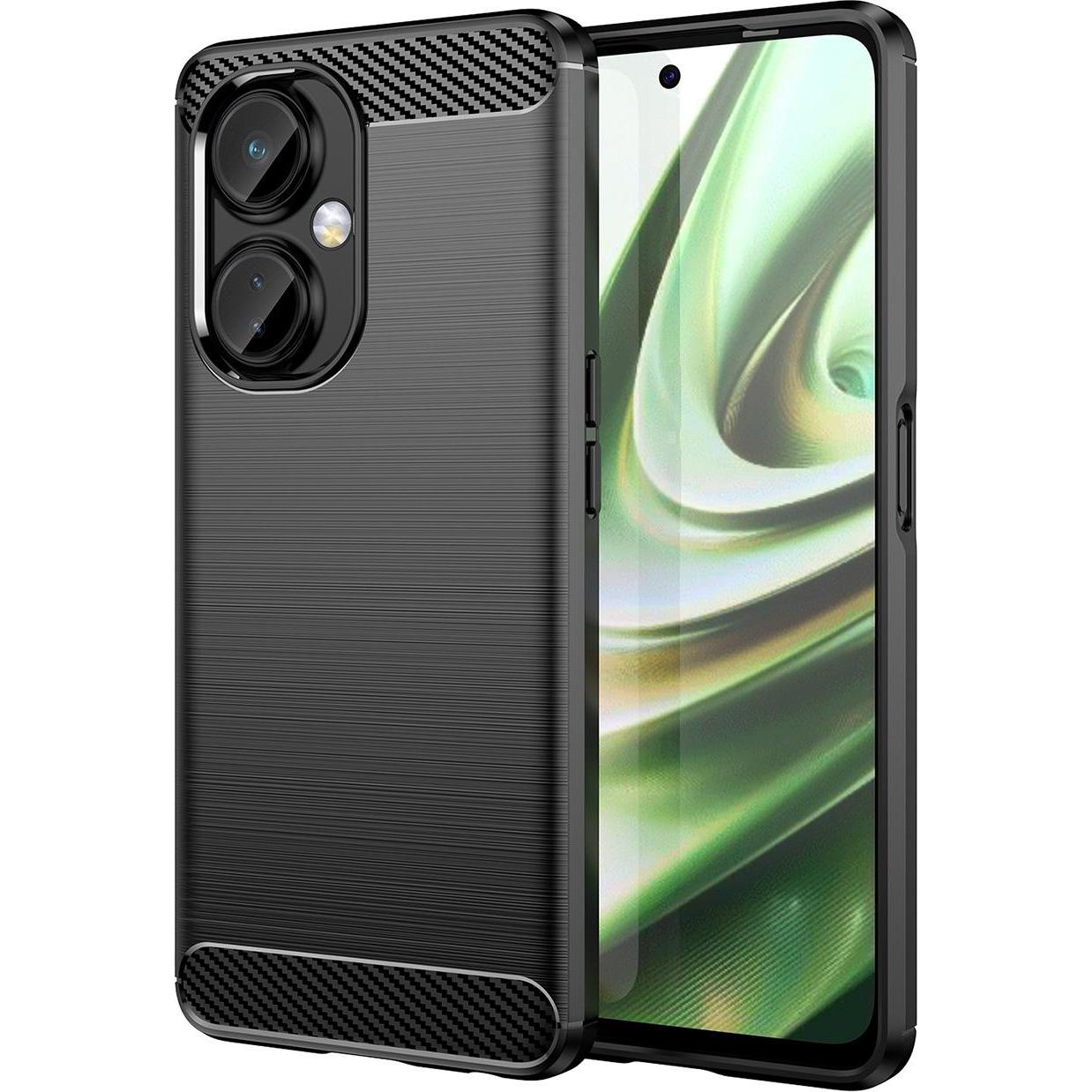 Hurtel Custodia Carbon Case per OnePlus Nord CE 3 cover in carbonio flessibile in silicone nero (OnePlus Nord CE 3), Cover smartphone, Nero
