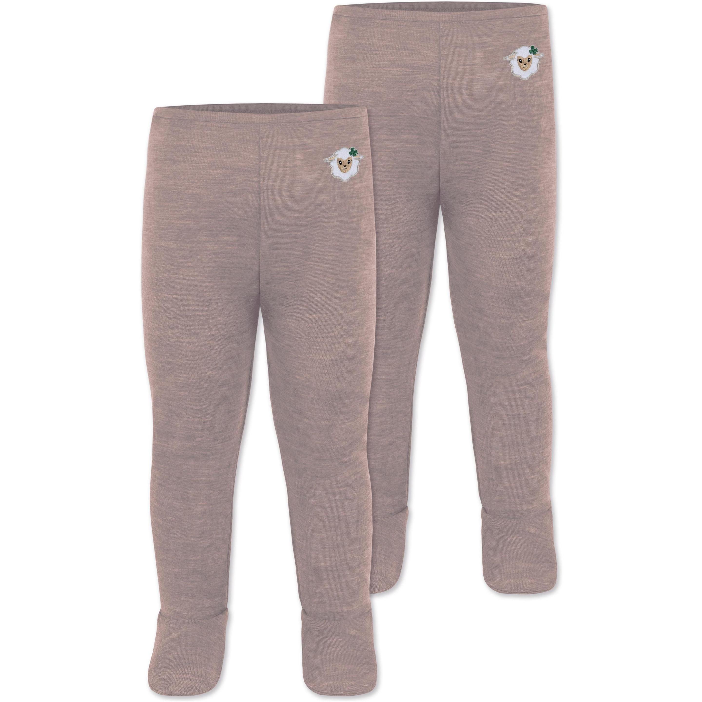 Normani, Herren, Hosen, 2er Pack Baby Merino Hose mit Füssen - 9537, Rosa, (68)