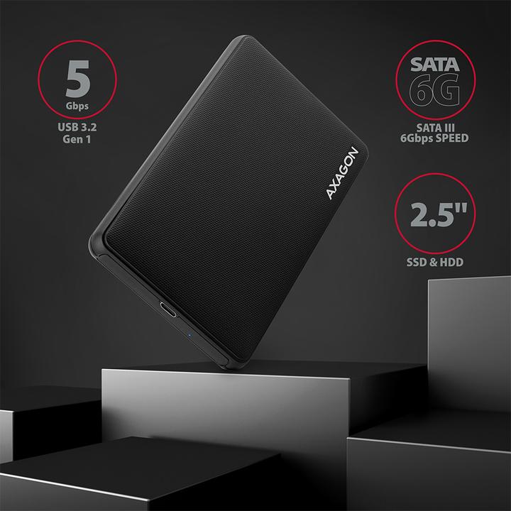 Actual product image Axagon EE25-SLC external 2.5" enclosure, USB 3.0 / SATA III - USB-C (2.5")