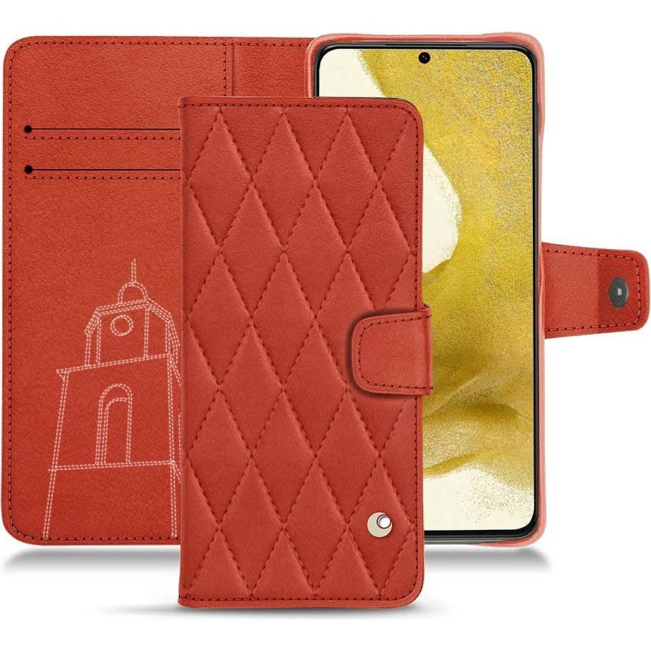 Noreve Lederschutzhülle Wallet (Samsung Galaxy S22), Smartphone Hülle, Orange