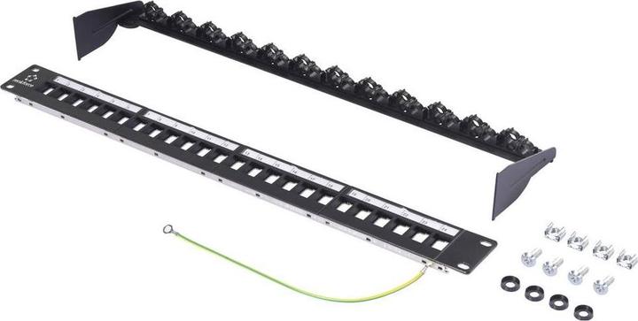 Actual product image Renkforce 24 port network patch panel 483 mm 19" 1 U black unequipped