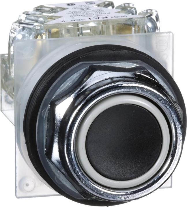 Actual product image Schneider Black push-button Ø 30, flat, 1ÖS 9001KR1BH13