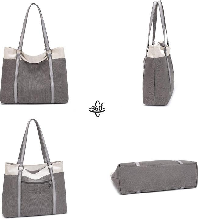 Produktbild Only-Bags.Store Handtasche Umhängetasche Canvas Casual Grosse Tasche Shopper Elegant für Büro Schule Arbeit