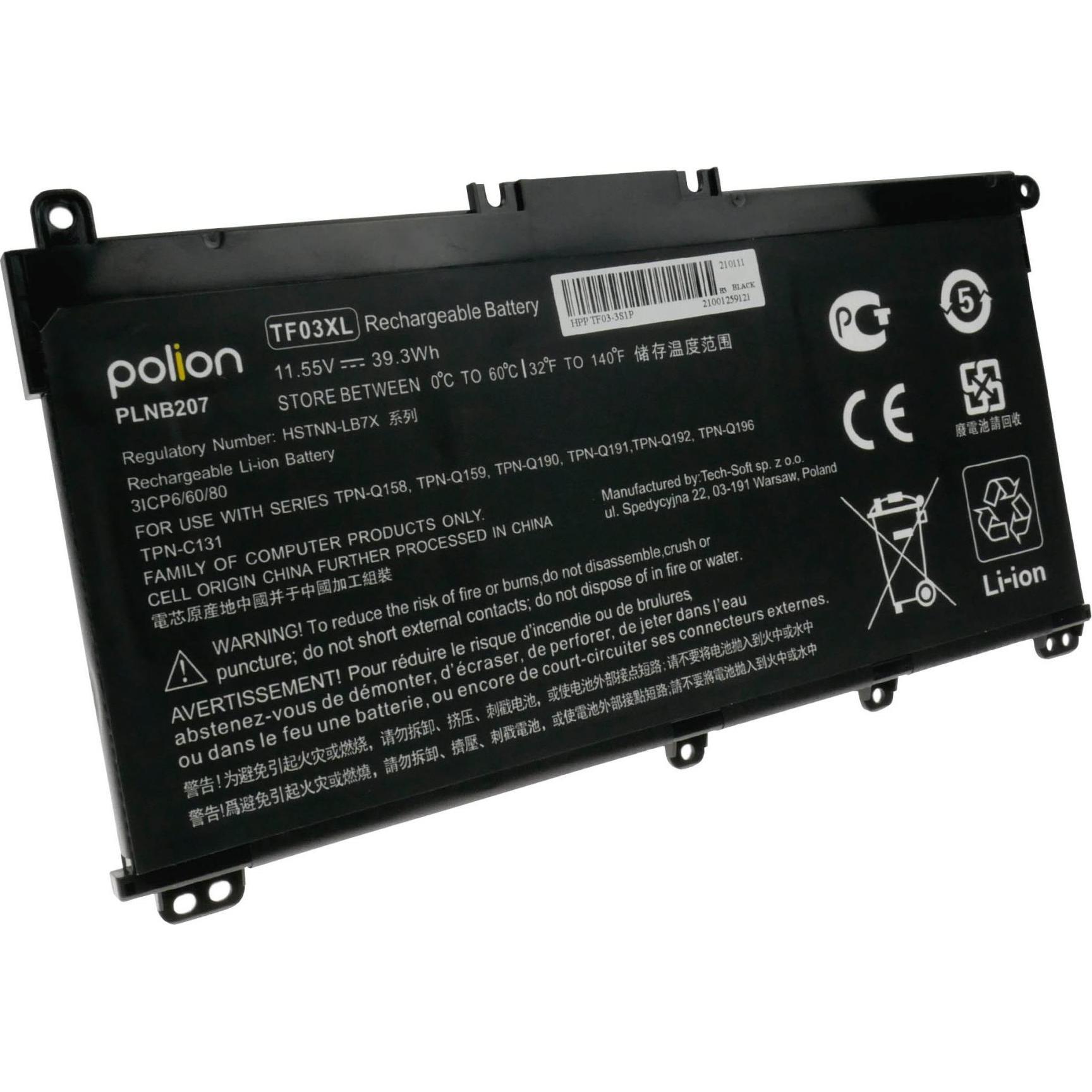 Polion Bateria do laptopa HP TF03XL Pavilion 14-BF 15-CC 17-AR 3400mAh (3400 mAh), Batteria per notebook