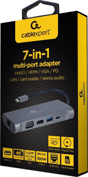 Produktbild Gembird A-CM-COMBO7-01 (USB-C, 7 Ports)