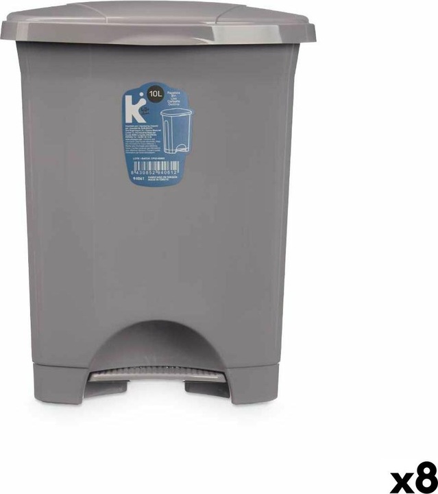 Natec Papierkorb mit Pedal Grau Kunststoff 10 L (8 Stück) (10 l)