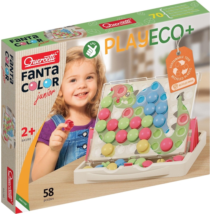 Produktbild Quercetti PlayEco+ Mosaik-Steckspiel aus recyceltem Kunststoff: FantaColor Junior PlayEco+ (58 Teile)
