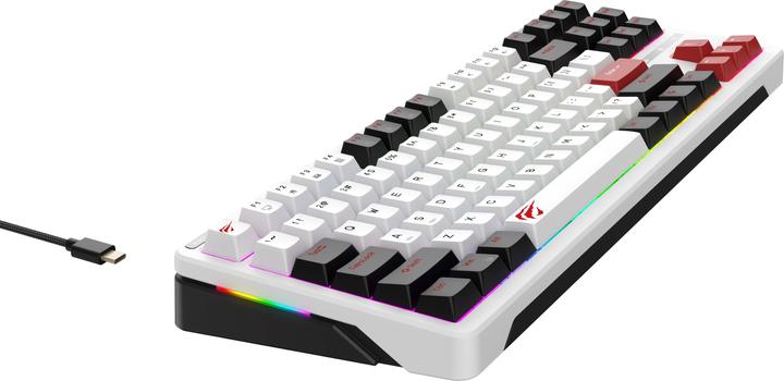Image du produit Havit - Gaming Keyboard (KB902L) - USB-C, with RGB Lights, 1.8m, 200mA - Black / White / Red (ING. Int., Filaire)