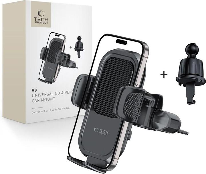 Image du produit Tech-Protect V8 Car Holder for CD Slot or Air Vent Mount - Black