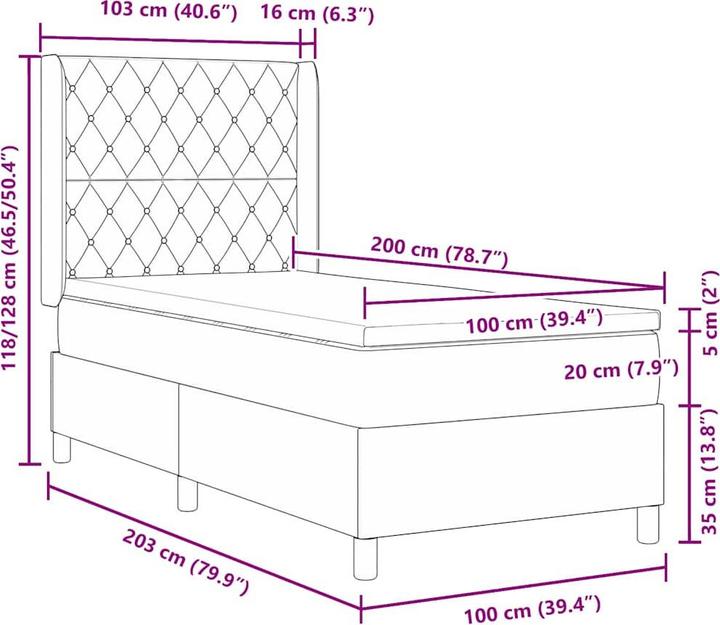 Produktbild vidaXL Boxspringbett (100 x 200 cm)