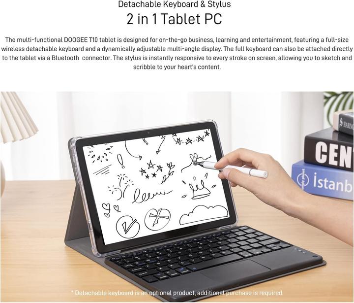 Actual product image Doogee T10 NL 10.1inch IPS FHD Wifi 4G 128GB ROM 8+7GB RAM 8300mAh Android 12 Blauw (4G, 10.10", 128 GB, Blue)