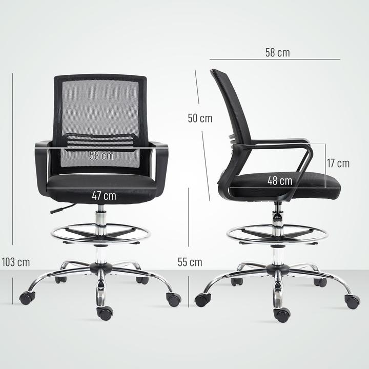 Produktbild Homcom Bürostuhl Netzstoff, Kunststoff Schwarz