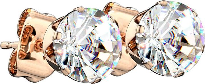 Produktbild Star Piercing Ohrstecker rosegold mit rundem Kristall silber (ohne Messing, Chirurgenstahl 316L)