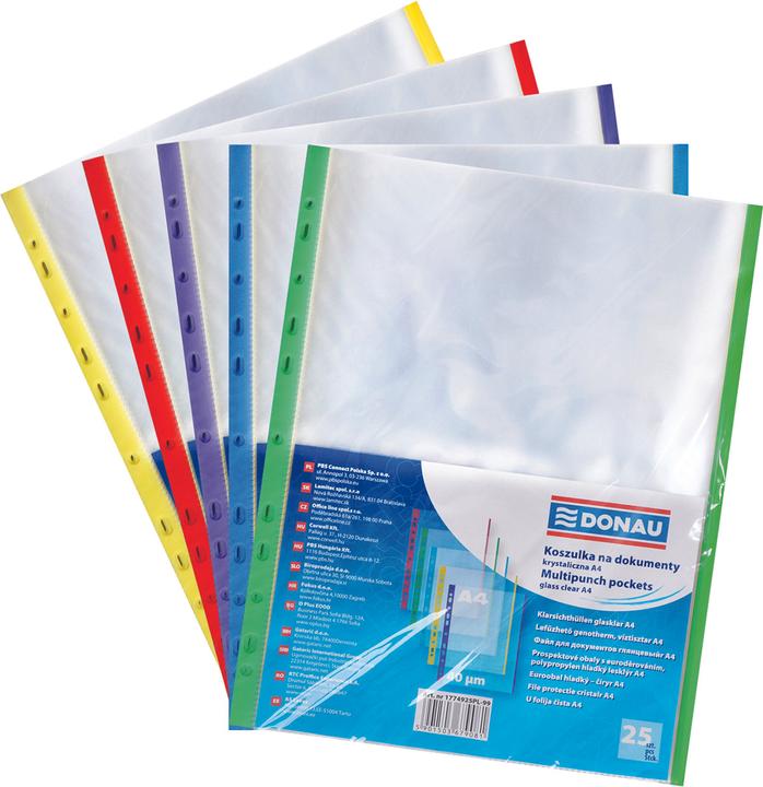 Actual product image Donau Document folders, PP, A4, crystal, 40 micron, coloured edge - colour mix, 25 pcs. from colour (mix (A4, 25 x)