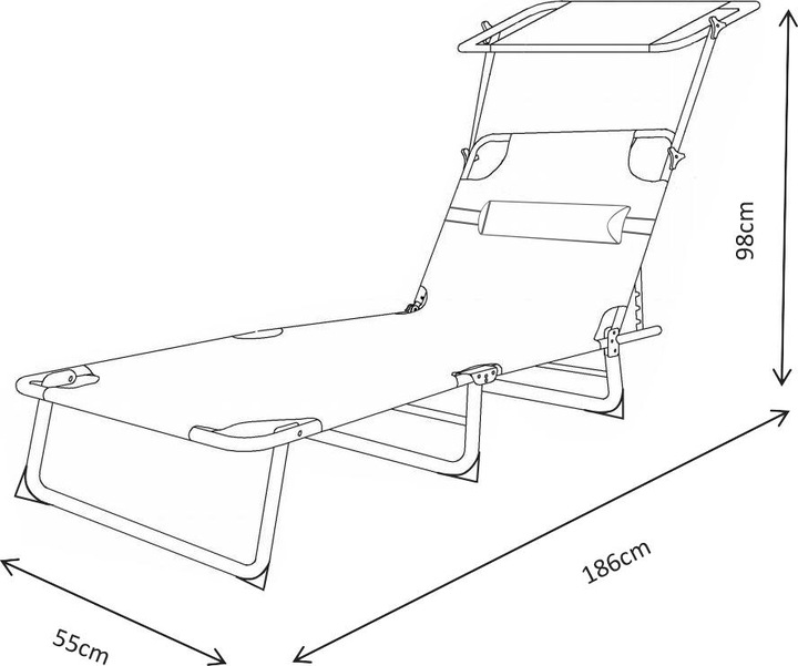 Produktbild VCM Sonnenliege Liegestuhl Gartenliege Dach (186 cm)