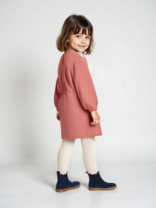 Produktbild Vertbaudet Mädchen Sweatkleid mit Makramee-Kragen und Recycling-Polyester (116)