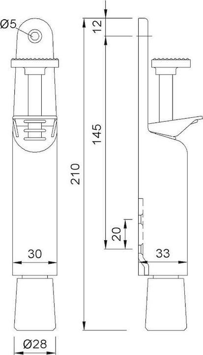 Produktbild Woelm KWS Türfeststeller 1032,Hub 30mm, d.br., einbrennlack.