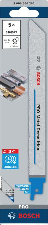 Actual product image Bosch Professional Zubehör PRO Metal Demolition S1025VF blade, 1.25 x 19 x 200 mm, 5 pcs.