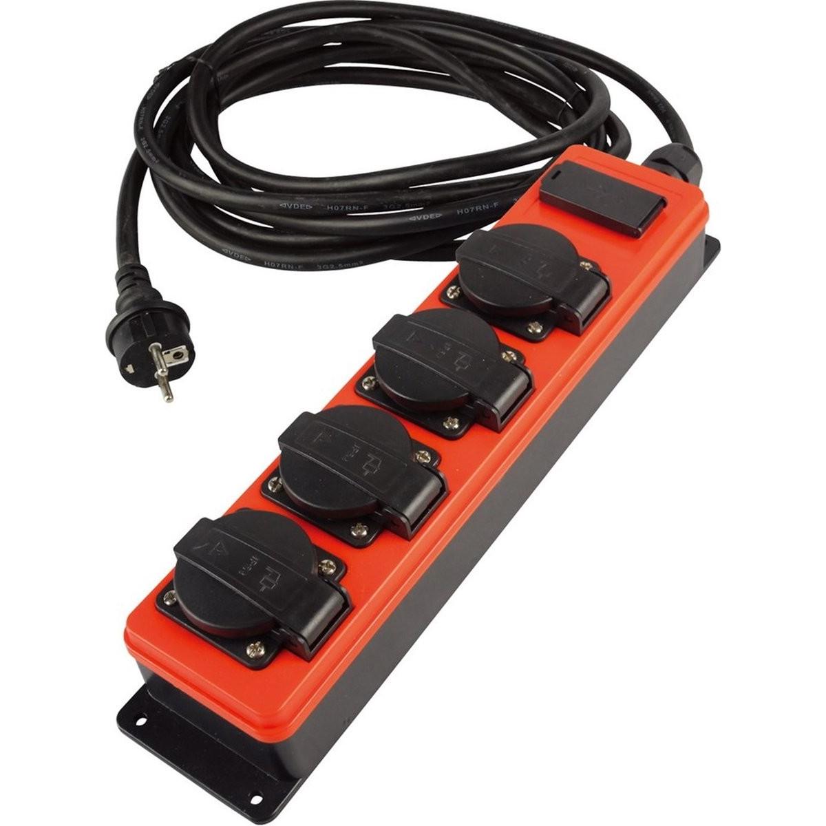 Qwatt Pro QwattPro verdeelblok Socketmaster met kabel 5 meter 3x2,5mm. (4x, CEE 7/4, 5 m) (45630506)