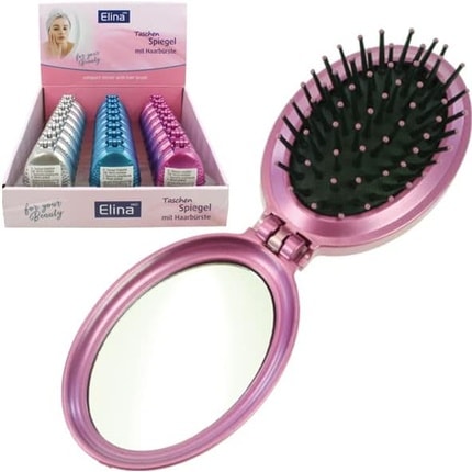 Elina Folding mirror with hairbrush