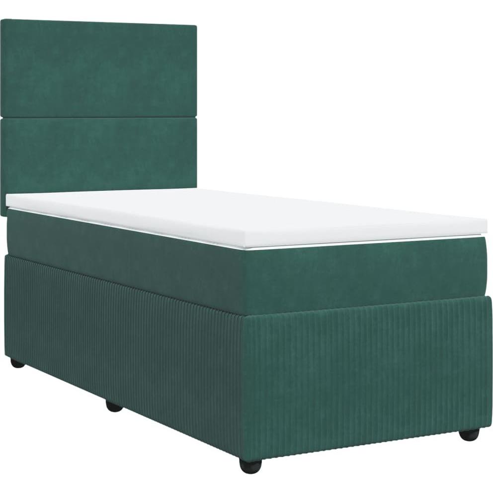 Thumbnail - VidaXL, Bett, Boxspringbett Polsterbett Bett mit Matratze Dunkelgrün 90x200cm Samt (90 x 200 cm)