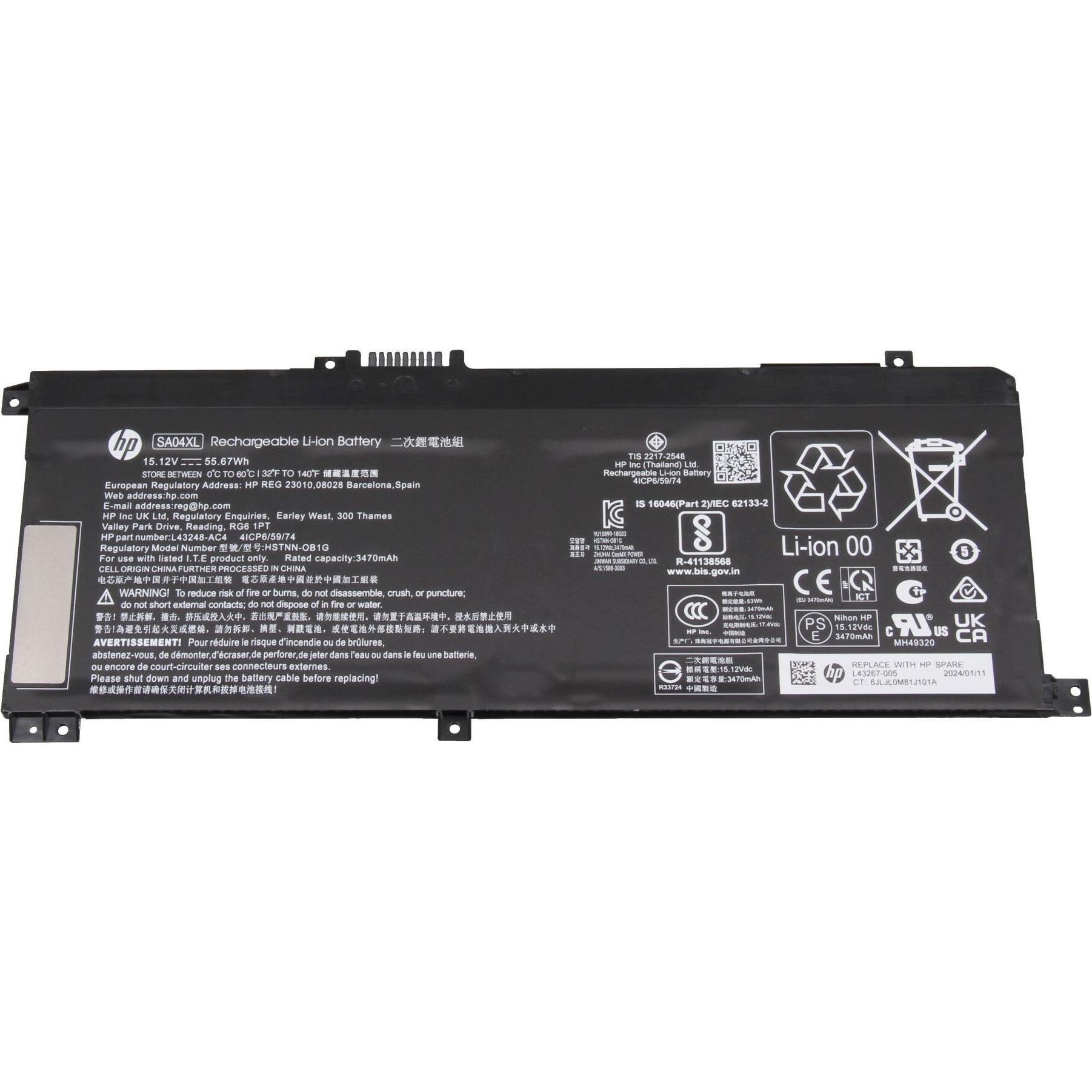 HP L43248-AC1 (4 Zellen, 3470 mAh), Notebook Akku