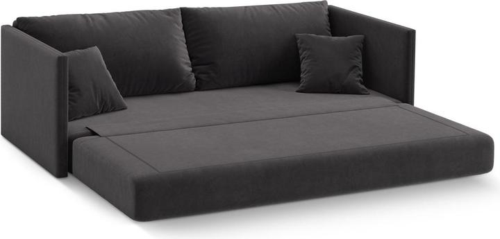 Actual product image Cosmopolitan Design Velvet Sofa With Bed Function, "Shannon", 3 Seats, Dark Grey, 209x94x87 Made in Europe (3-seater)