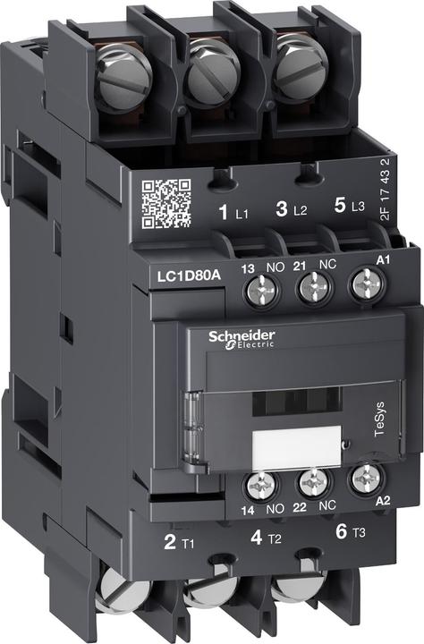 Actual product image Schneider Power contactor 37kW 3S 208VAC 80A LC1D80A6LE7