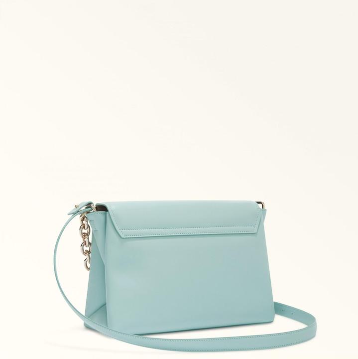 Actual product image Furla meridiana shoulder bag in aquamarine leather