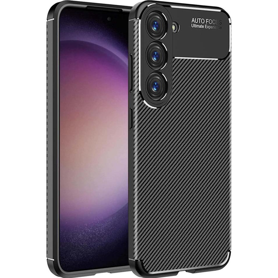 Screenguard Samsung Galaxy S23+ Hülle Carbon Design TPU Case (Samsung Galaxy S23+), Smartphone Hülle, Schwarz