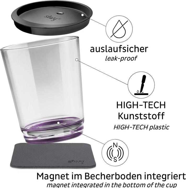 Actual product image Silwy Magnetic plastic drinking cup triple purple