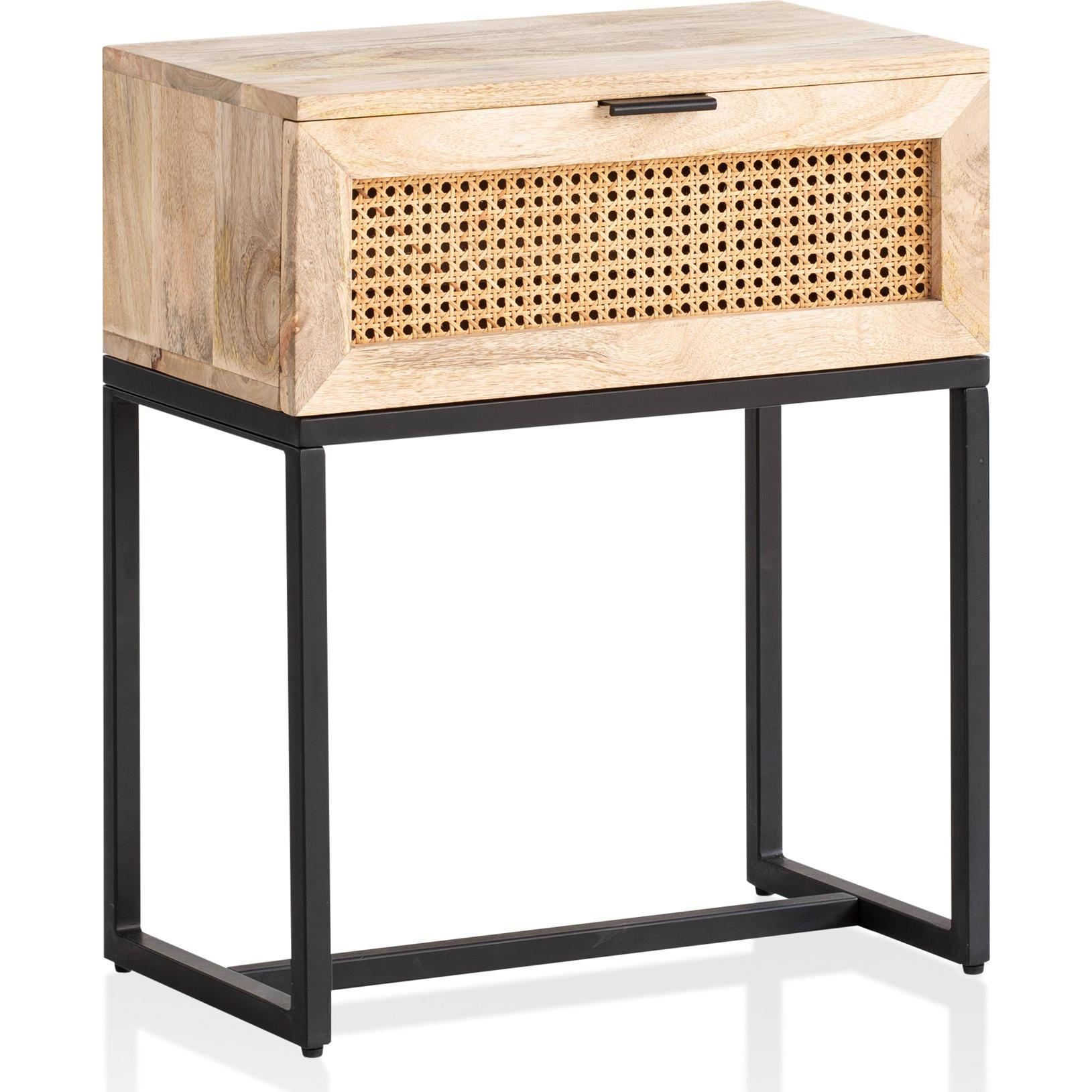 FineBuy, Nachttisch, Nachtkonsole FB98156 Massivholz Braun (50 x 60 x 30 cm)