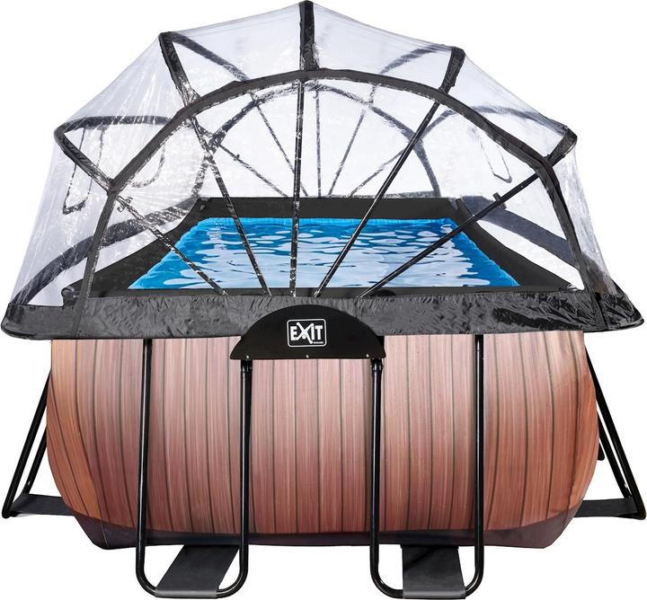 Produktbild Exit Rahmen-Pool Premium eckig 400x200x100 cm mit Sonnendach und Sandfilterpumpe (400 x 200 x 100 cm)