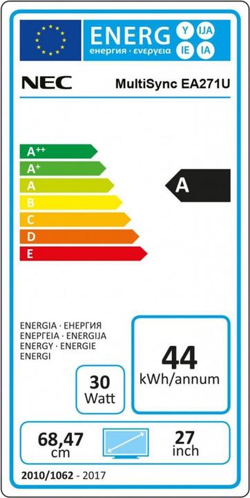 Energie-Label NEC MultiSync EA271U (3840 x 2160 Pixel, 27")