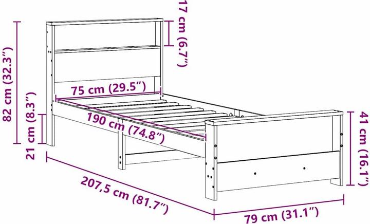 Actual product image vidaXL Bettgestell (75 x 190 cm)