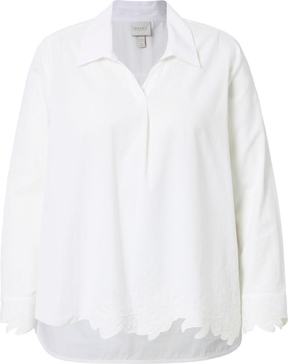 Actual product image Ulla Popken Eco Cotton Embroidered Hem Collared Blouse (46, 48)