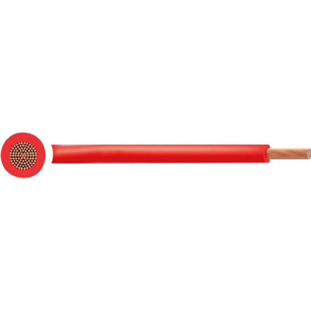 RND Electronics, Kabelleitung, Flexible Litze PVC, 6mm², Kupfer, blank, Rot, H07V2-K, 100m (100 m)