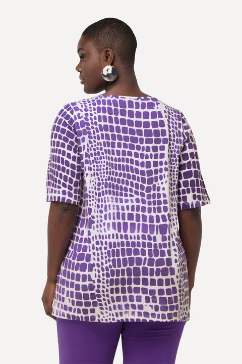 Immagine prodotto Ulla Popken T-shirt in cotone Pima con applicazioni, scollo a girocollo e mezze maniche (42, 44)