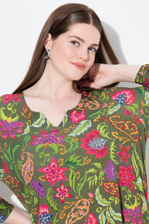 Produktbild Ulla Popken T-Shirt, Landhausdruck, A-Linie, Tunika-Ausschnitt, 3/4-Arm (50, 52)