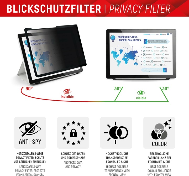 Produktbild Displex Tablet Privacy Safe, Tablet Blickschutzfolie (1 Stück, IPad 7th gen. 2019, iPad 8, IPad 9, iPad Air 2019 (3. Gen))