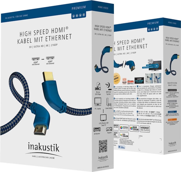 Produktbild Inakustik Premium HDMI Kabel mit Ethernet - Hook (1.50 m, HDMI)